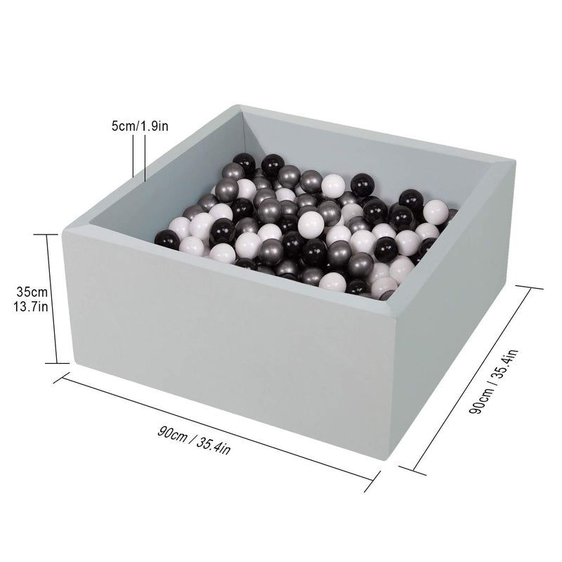 TRENDBOX Ball Pit 35.4x35.4x13.8in Memory Foam Pit Soft Pool Soft Equipment for Toddlers Kids - Light Gray (Balls NOT Included) - Image 2